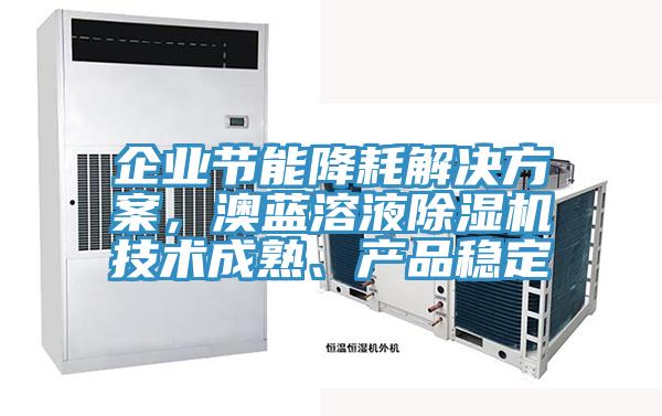 企業節能降耗解決方案，澳藍溶液除濕機技術成熟、產品穩定